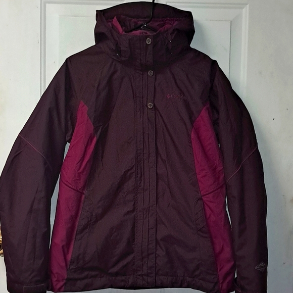 Columbia Omni-Tech 3-N-1 Woman's Large Full Zip Hooded Jacket. Purple - Picture 1 of 16